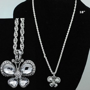 Clear Stone Butterfly Necklace