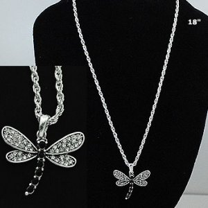 Dragonfly Clear Stone Necklace