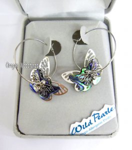 Butterfly Hoop Abalone Earrings