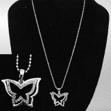 Silvery Beadchain Crystal Butterfly Necklace