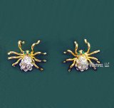 Golden Crystal Spider Earrings