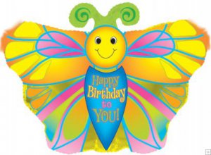 Smiley Butterfly Birthday Balloon
