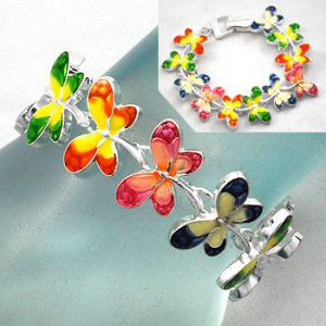 Colorful Enameled Butterfly Bracelet