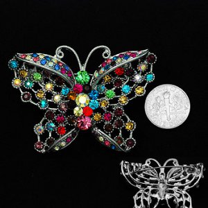 Multicolored Crystal Butterfly Pin