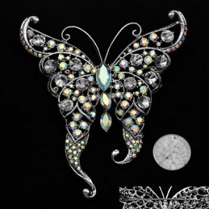 Crystal Vintage-Look Butterfly Pin
