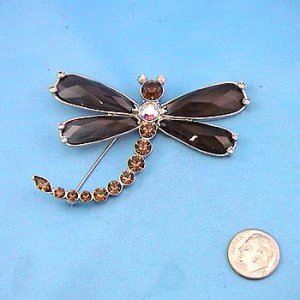 Topaz Crystal Dragonfly Pin