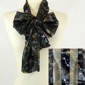 Dragonfly Black Satin Stripe Scarf