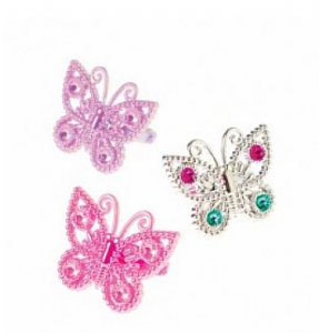 Colorful Plastic Butterfly Rings (12)