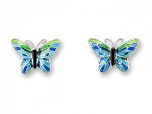Tropical Butterfly Sterling Enamel Earrings