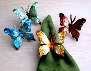 Capiz-Shell Butterfly Napkin Rings, set/4