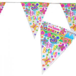 Spring Butterfly Pennant Birthday Banner