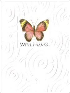Butterfly Embossed Thank-You Notes, pk/4