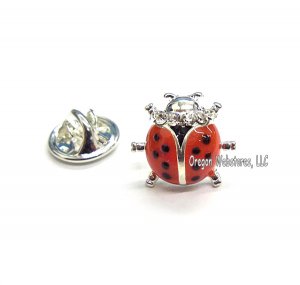 Enamel & Crystal Mini Ladybug Tac Pin