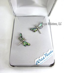 Abalone Dragonfly Stud Earrings