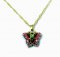 Sparkly Crystal Enamel Butterfly Necklace